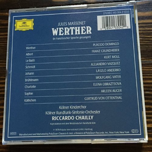 Werther (Kölner Rundfunk-Sinfonie-Orchester, feat. conductor: Riccardo Chailly, singers: Domingo, Obraztsova, Grundheber, Moll) album thumb